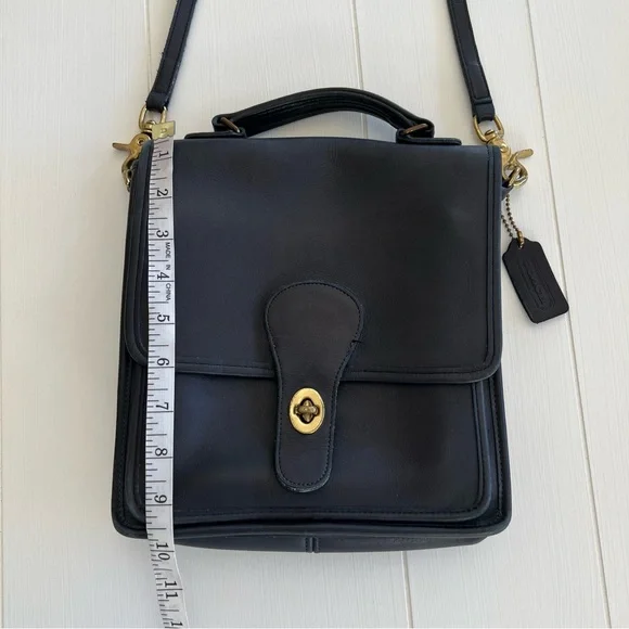 Vintage Coach Leather Bag Crossbody Satchel Purse Turnlock Flap Black 0260-301 - Picture 17 of 17